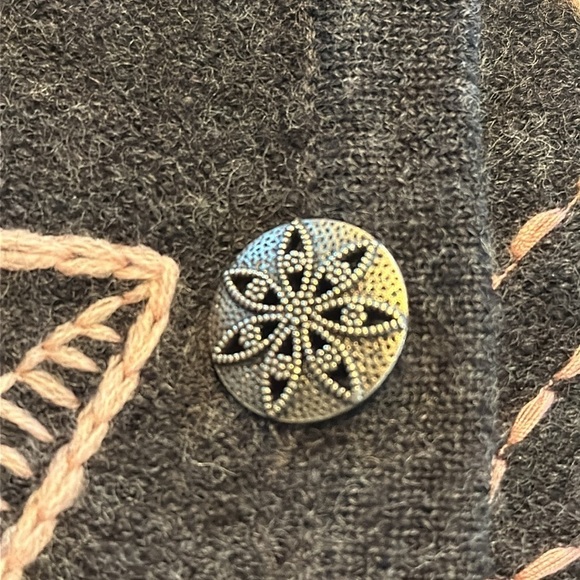 So Forth Vintage Look 100% Wool 3D Embroidery Long Sleeve Cardigan Sweater S/1X - Picture 12 of 12